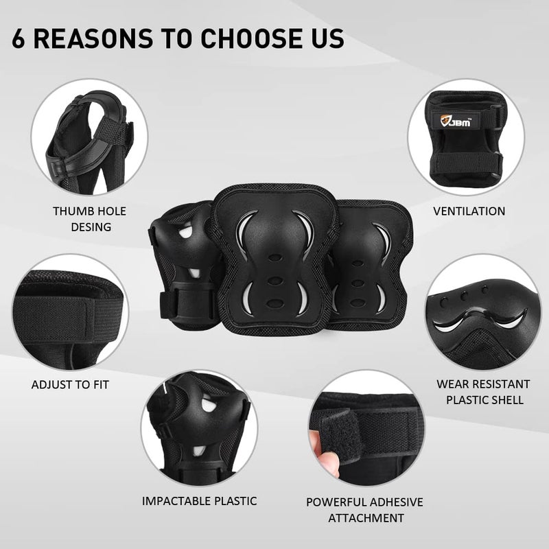 JBM Adult & Youth Skating Protective Gear Set, Skateboard Helmet, Knee Pads and Elbow Pads with Wrist Guards Set for Inline Roller Skating, Scootering, Skateboarding - Image 5